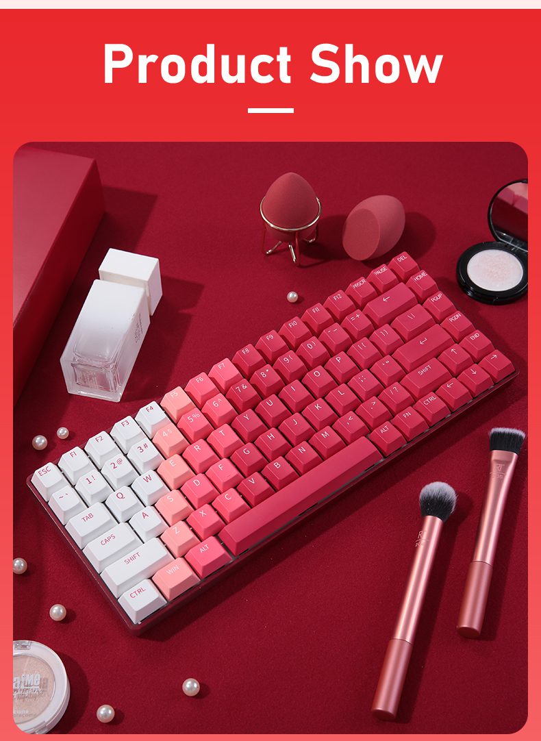 DAREU Mechanical Keyboard 2.4Ghz Wireless BT Wired Tri-mode Connection Hot-swappable PBT Keycaps RGB Backlight for Office Games