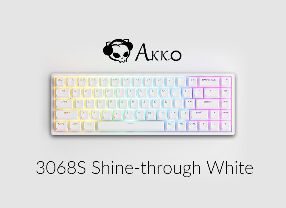 Akko 3068S Shine-Through White RGB Hot-Swap Mechanical Gaming Keyboard Wired 68-Key with ASA Profiled PBT Double-shot Keycaps