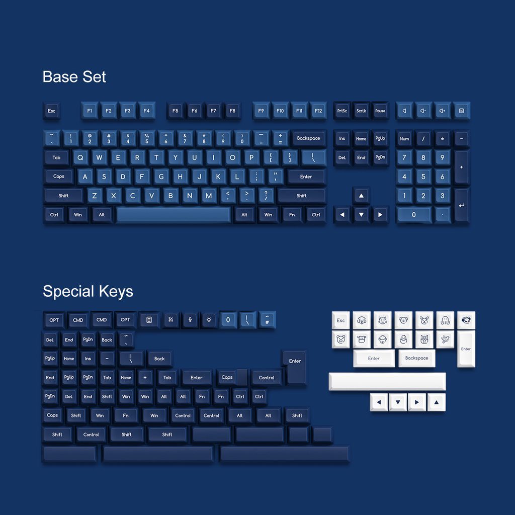 Akko BOW / WOB / Ocean Star / Black&Gold Keycap Set SAL Profile 195-key ANSI/ISO Layout ABS Key Caps for MX Mechanical Keyboards