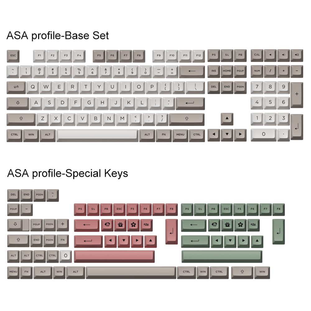 AKKO 9009 Retro 178-Key ASA Profile/177-Key Cherry Profile Keycaps Set PBT Double-shot Full Keycaps Set with Custom Box