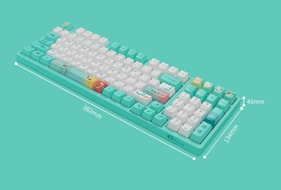 Akko 3098 Monet’s Pond Mechanical Gaming Keyboard Wired USB Type-C 98-Key with OEM Profile PBT Dye-Sub Keycaps Hiragana Letter