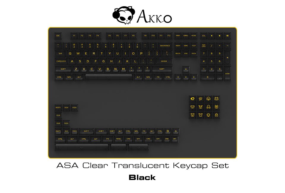 Akko ASA Clear Keycap Set 155-Key Transparent Backlit Keycaps for ANSI Layout 61 87 104 108 MX Switches Mechanical Keyboard