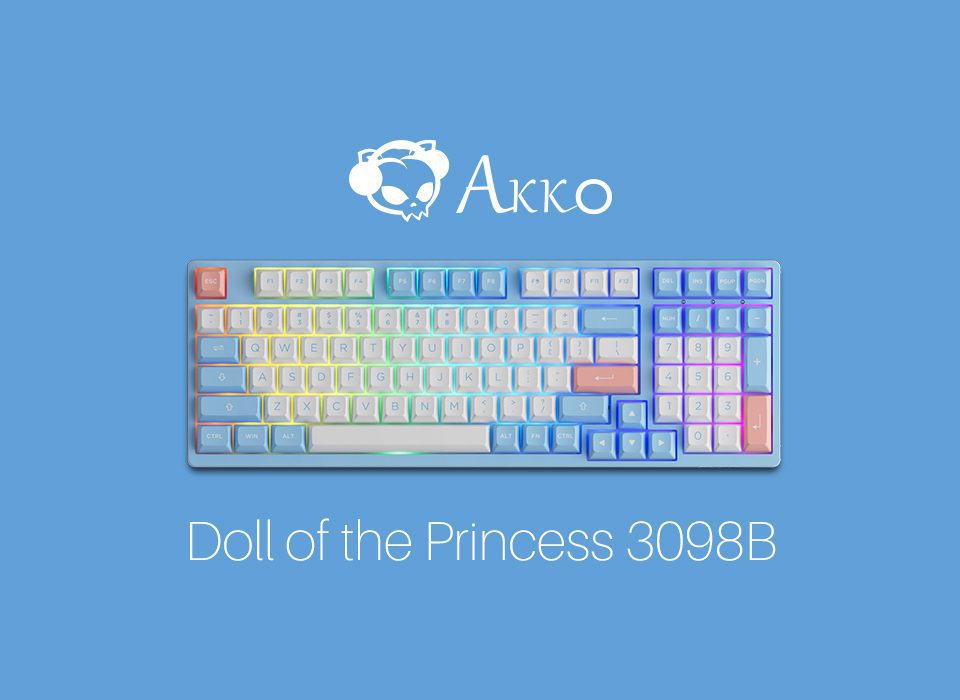 Akko 3098B Doll of the Princess RGB Hot-Swap Wireless Mechanical Gaming Keyboard 98-key Multi-Modes Bluetooth 5.0/2.4GHz/Type-C