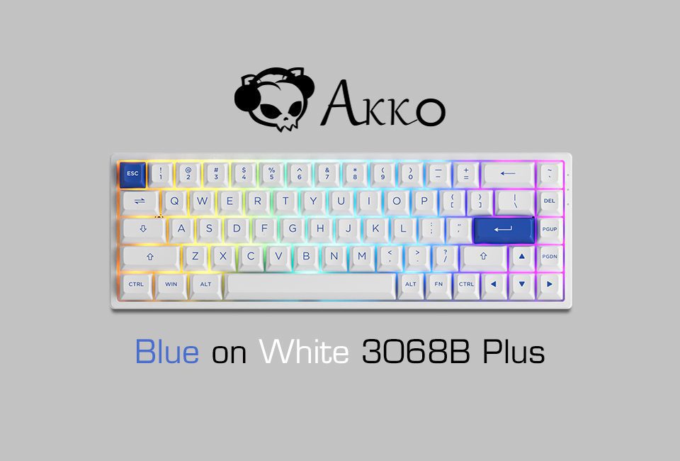 Akko 3068B Plus Blue on White RGB Backlit Hot-Swap Wireless Mechanical Gaming Keyboard 68-Key Multi-Modes BT 5.0/2.4GHz/Type-C