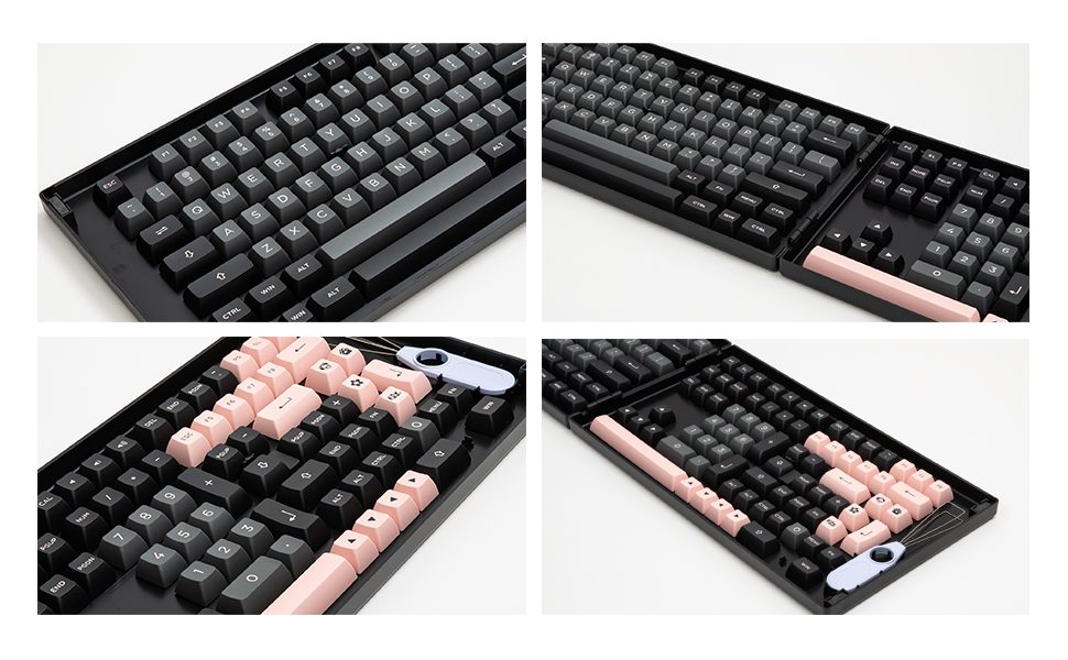 AKKO Black & Pink 158-Key ASA Profile/229-Key Cherry Profile Keycaps Set PBT Double-shot Full Keycaps Set with Custom Box