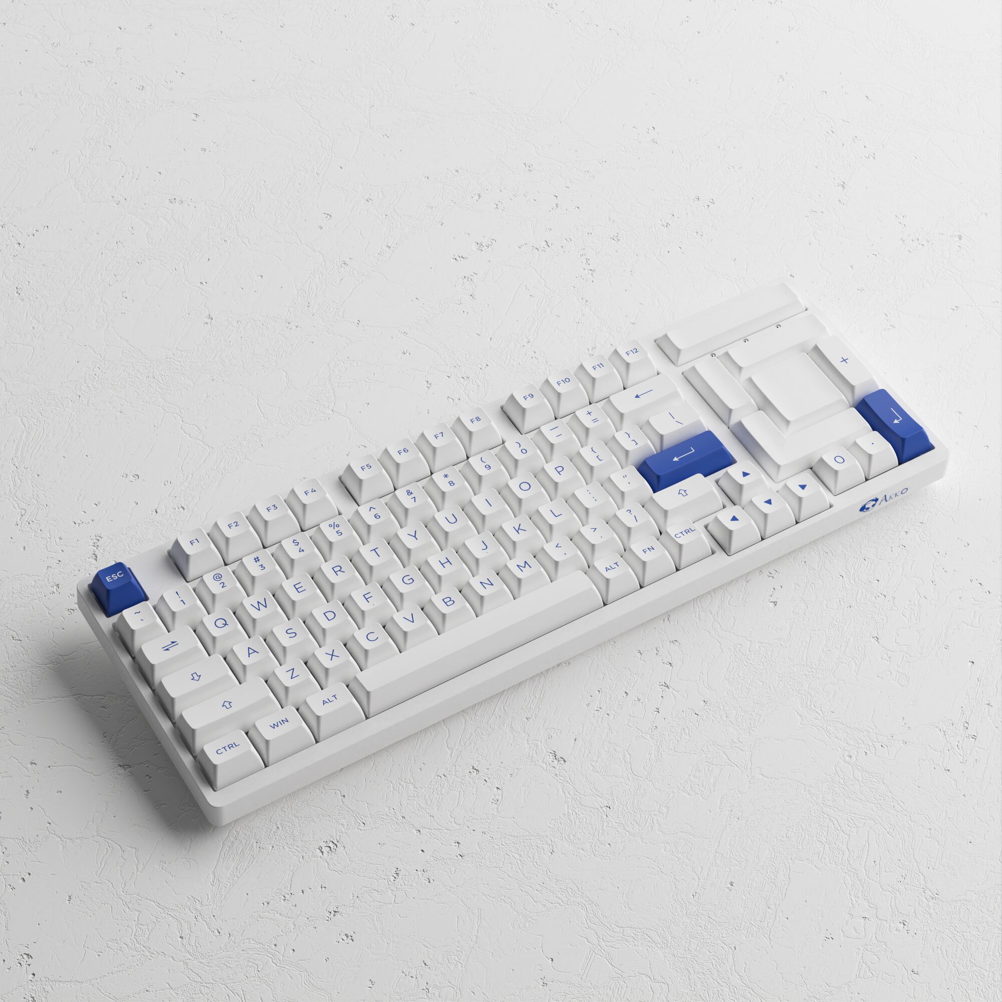 Akko 3098N Blue on White RGB Backlit Hot-Swap Wireless Mechanical Gaming Keyboard Multi-Modes BT5.0/2.4GHz/USB-C for Mac/Wins