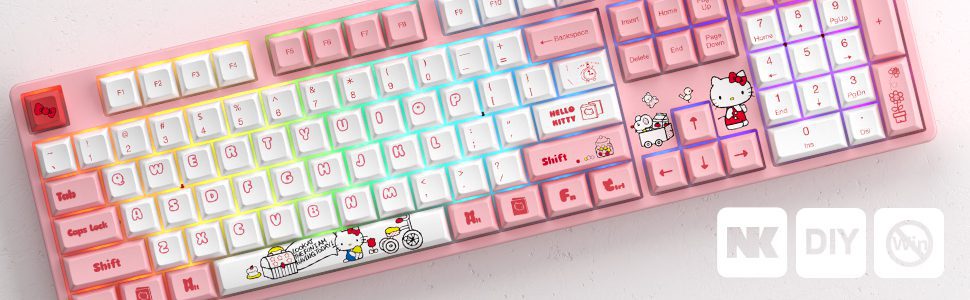 Akko 5108S Hell Kitty RGB Backlit Full-Size Mechanical Gaming Keyboard Wired 108-key with OSA Profile PBT Dye-Sub Keycaps