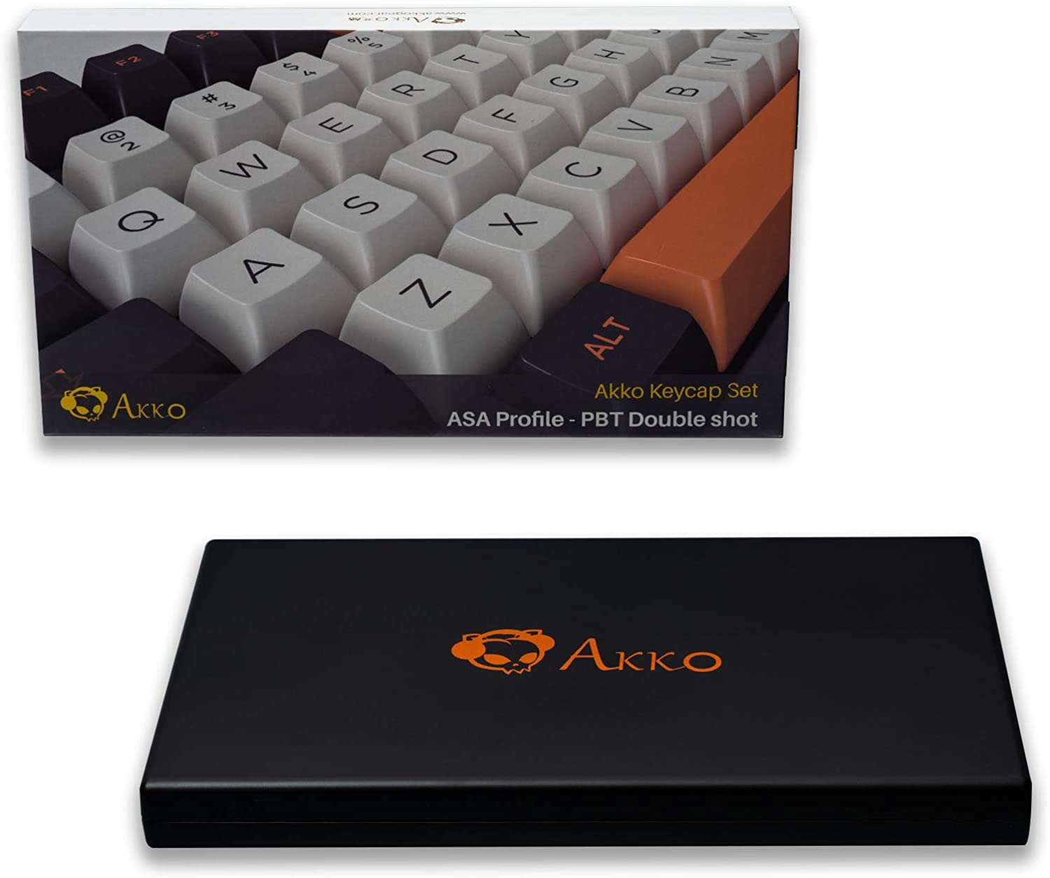 AKKO Carbon Retro 158-Key ASA Profile/229-Key Cherry Profile Keycaps Set PBT Double-shot Full Keycaps Set with Custom Box