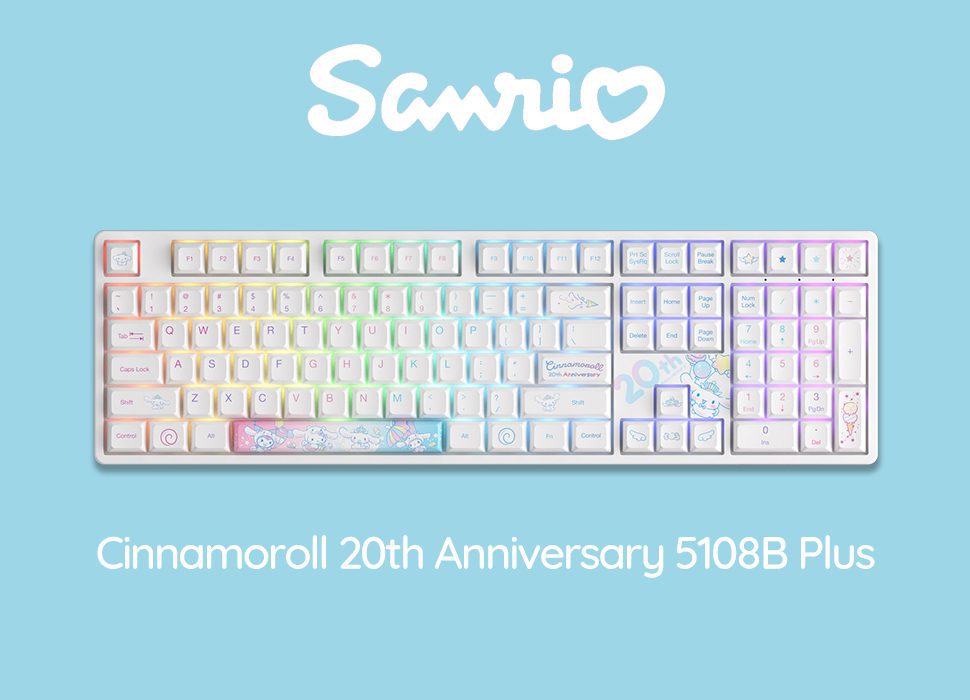 Akko 5108S Cinnamorol 20th Anniversary RGB Hot-Swap Mechanical Gaming Keyboard Wired 108-key with JDA Profi PBT Dye-Sub Keycaps