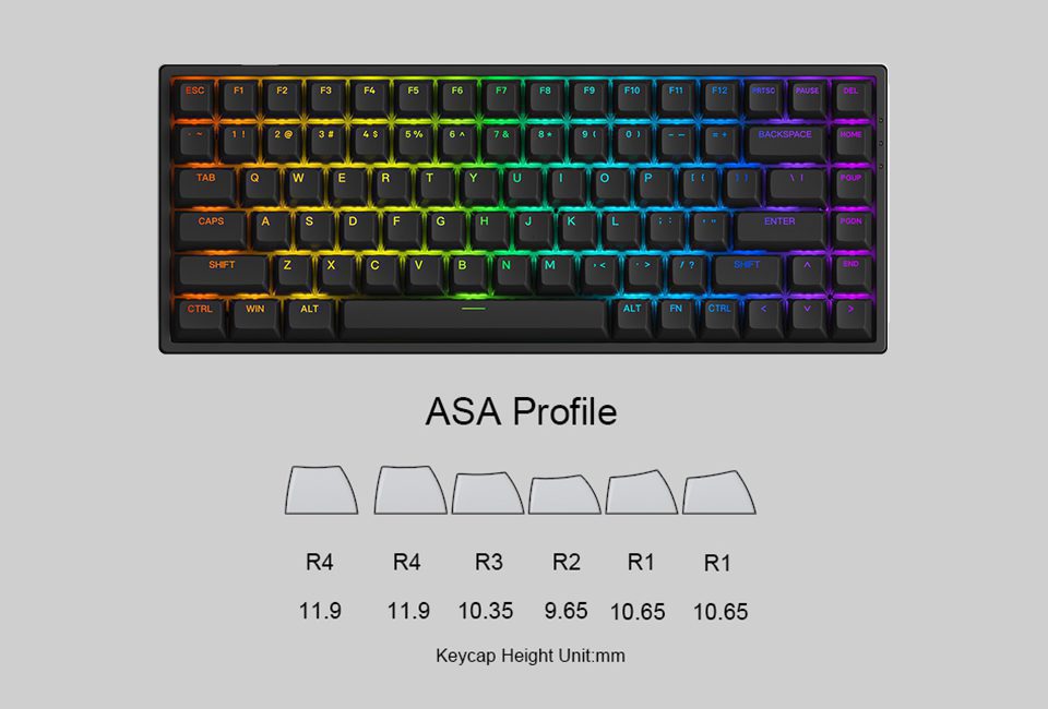 Akko 3084S Shine-Through Black RGB Hot-Swap Mechanical Gaming Keyboard Wired 84-Key with ASA Profiled PBT Double-shot Keycaps