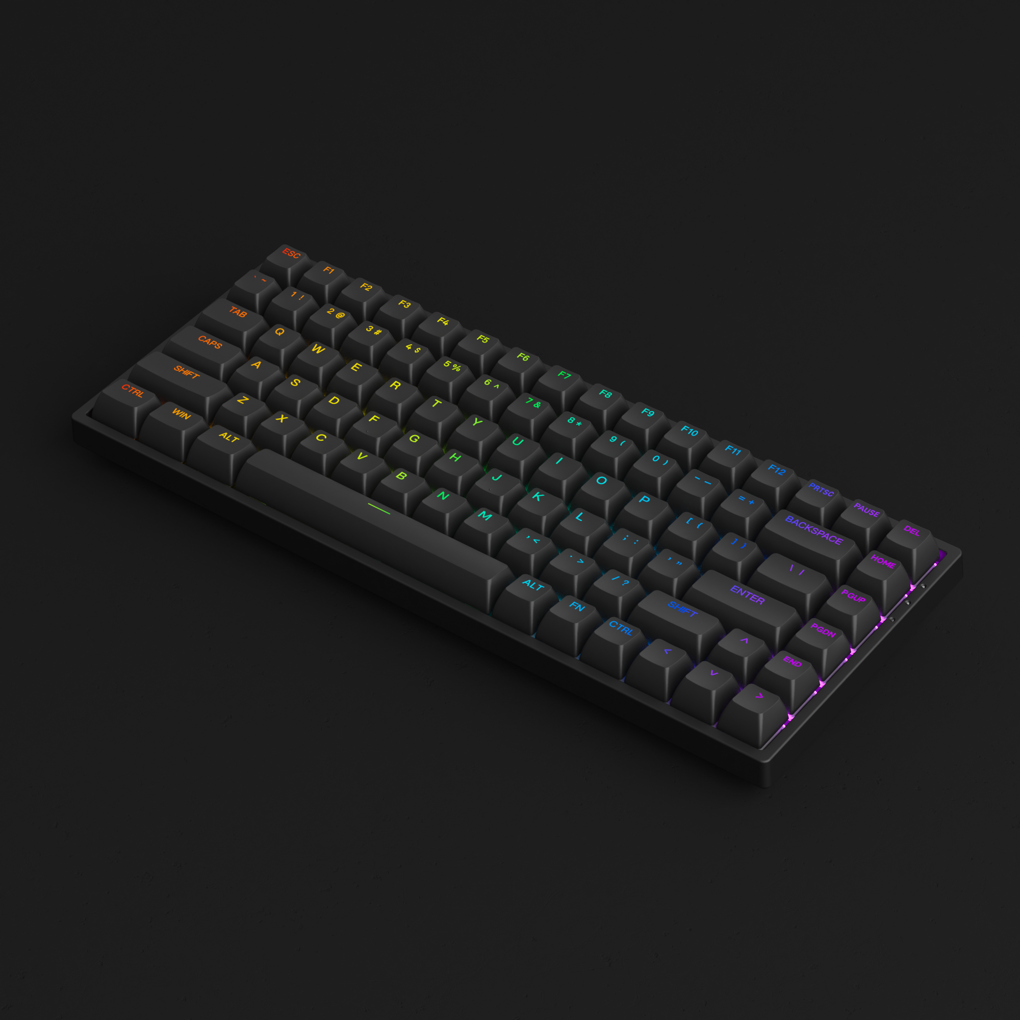 Akko 3084S Shine-Through Black RGB Hot-Swap Mechanical Gaming Keyboard Wired 84-Key with ASA Profiled PBT Double-shot Keycaps