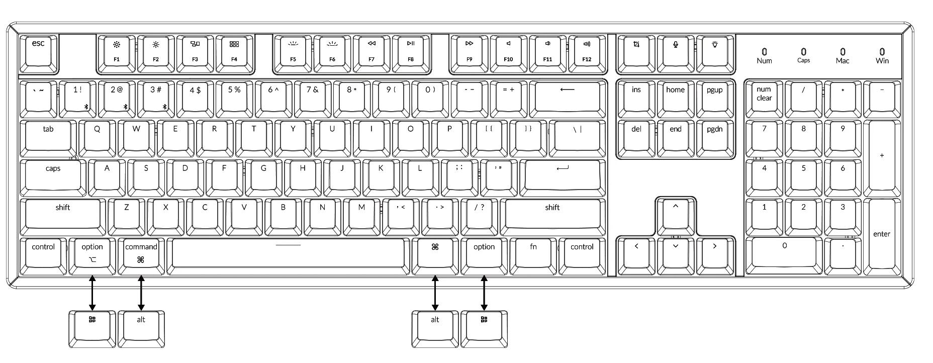 Keychron K10 G 104 Keys Bluetooth Wireless Mechanical Keyboard White Backlight Hot-Swap Gateron Switch For Mac Windows