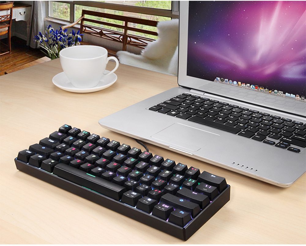 60% Motospeed CK61 RGB Gaming Mechanical Keyboard 61 Keys USB Wired LED Backlight Portable Laser Keyboards For PC Computer Gamer