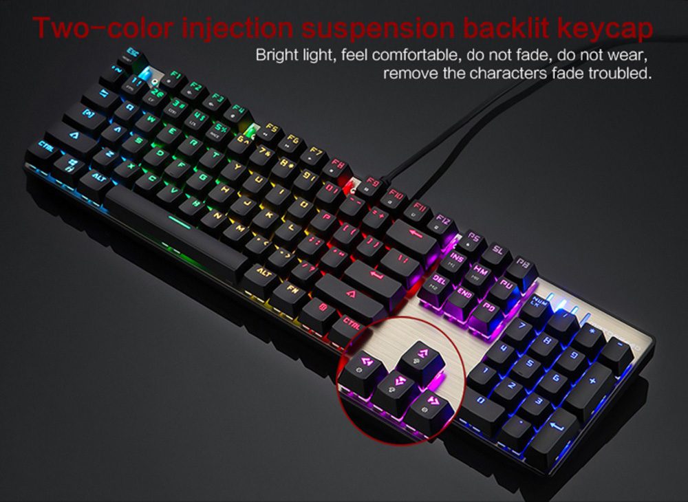 Motospeed CK104 Gaming Mechanical Keyboard Russian English Red Switch Blue Metal Wired LED Backlit RGB Dota 2 Overwatch Gamer