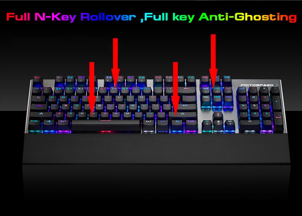 Original Motospeed CK108 RGB Blue Switch Mechanical Russian Keyboard Gaming Wired LED Backlit Anti-Ghosting for Gamer PC Desktop