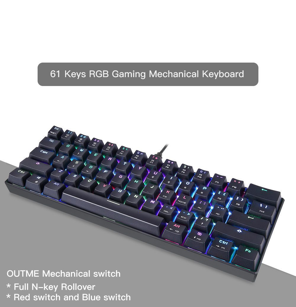 MOTOSPEED CK61 Mechanical Gaming Keyboard Russian English 61 Keys RGB Office Computer Keypad Anti-Ghost Driver Installation