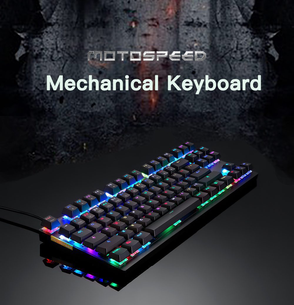 Motospeed CK82 Gaming Mechanical Keyboard RGB Backlight USB Wired 87 Key Red Blue Switch Keypads Anti-Ghosting For PC Laptop