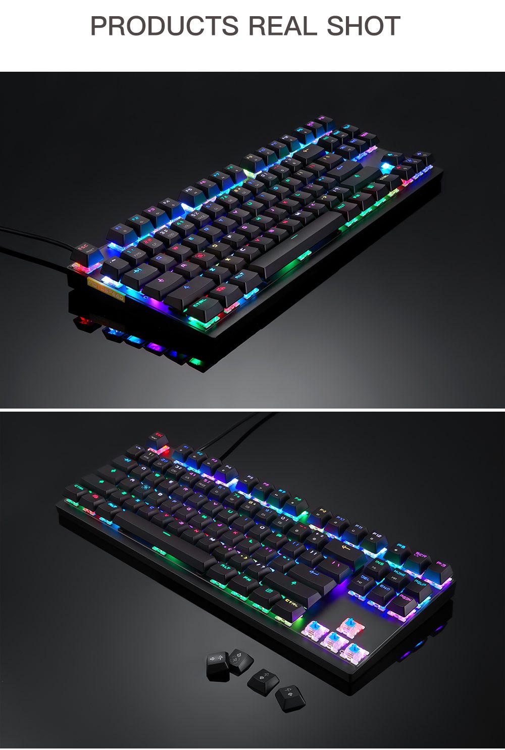 Motospeed CK82 Gaming Mechanical Keyboard RGB Backlight USB Wired 87 Key Red Blue Switch Keypads Anti-Ghosting For PC Laptop