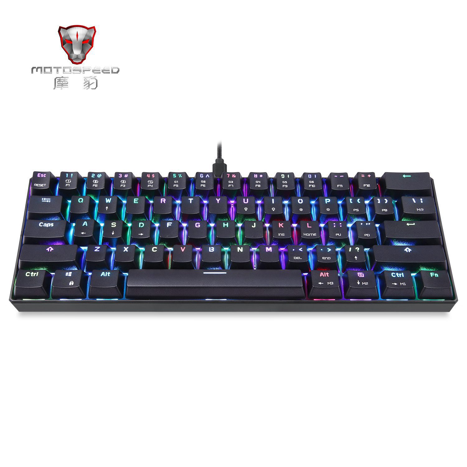 Motospeed CK61Gaming Mechanical Keyboard English Red Switch Blue Metal Wired LED Backlit RGB Anti-Ghosting for Gamer