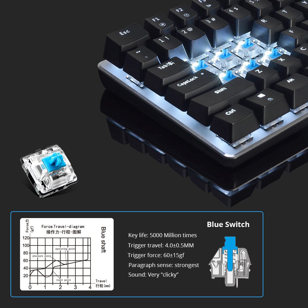 Ajazz AK33 82 Keys Gaming Mechanical Keyboard RGB Backlit Anti-ghosting Black Blue Red Switch Wired Keyboard for Tablet Desktop