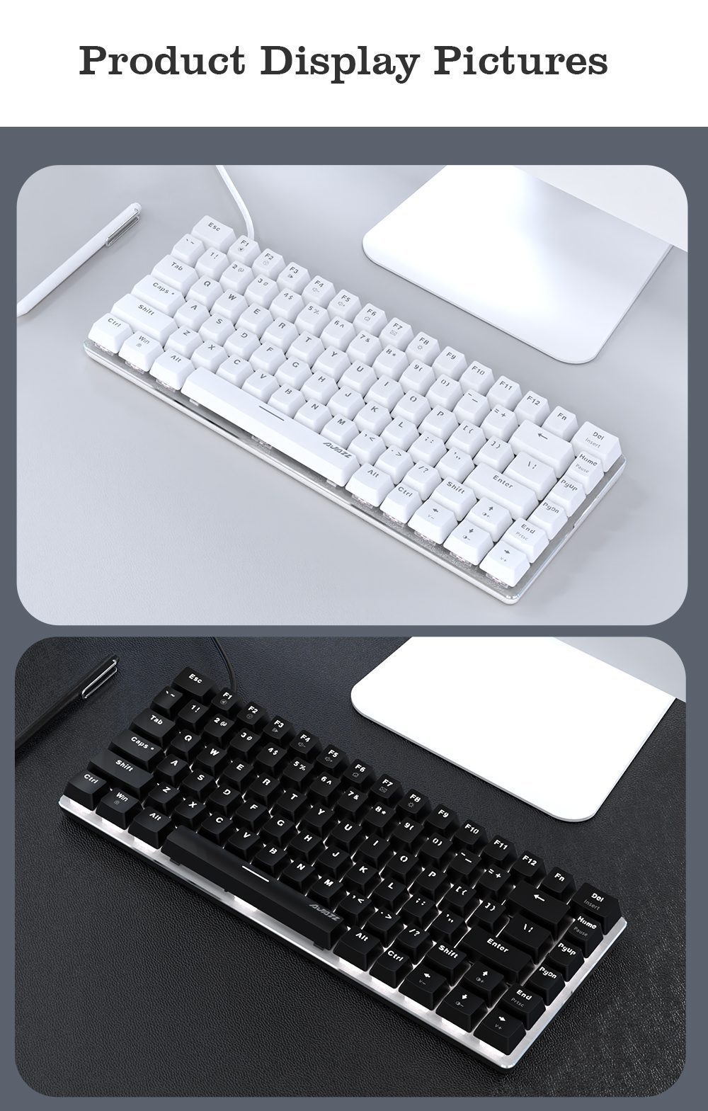 Ajazz New AK33 82 Key Gaming Keyboard Hot-swapp Switch Wired Mechanical Keyboard Anti-Ghosting Backlit Ergonomic for PC Laptop