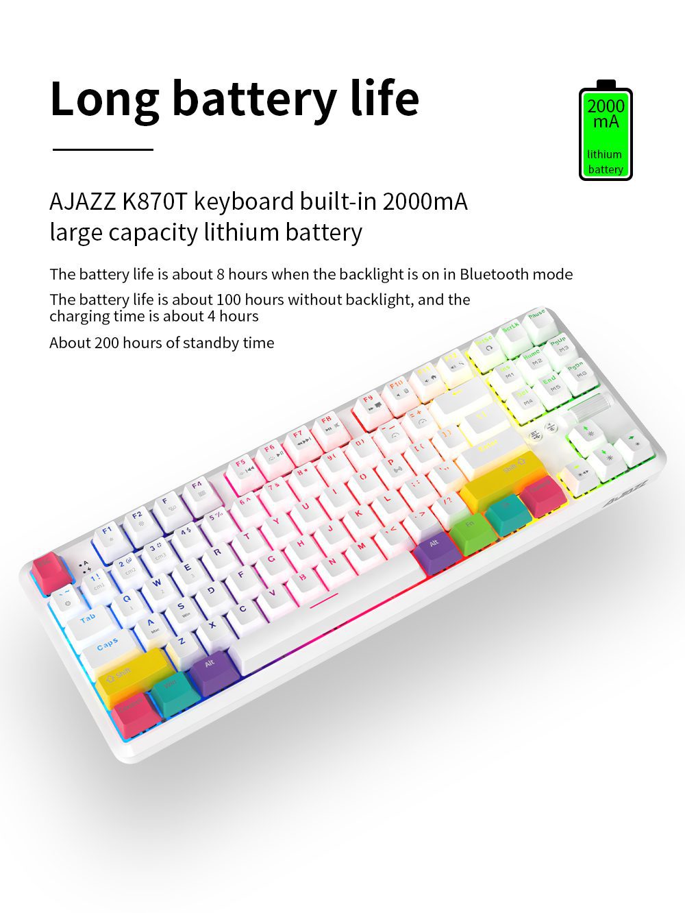 AJAZZ Wireless Gaming Keyboard Hot Swappable RGB Backlit Anti-ghosting Bluetooth Mechanical Keyboard K870T/ K620T/AK35I for PC