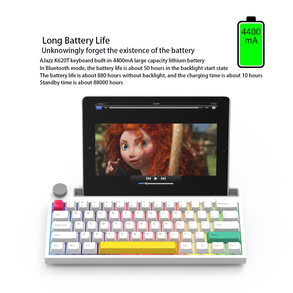 AJAZZ K620T Bluetooth Mechanical Keyboard 62Keys RGB Backlit Wireless Dual-mode Gaming Keyboard Hot Swap Keyboard for PC Laptop
