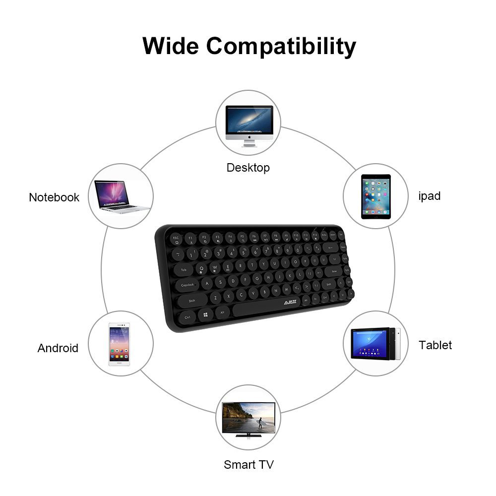Ajazz 308I Wireless Keyboard 18/84 Keys Round Keycap Bluetooth Keyboard Portable 2.4GHz Numeric Keypad for Tablet Laptop Android