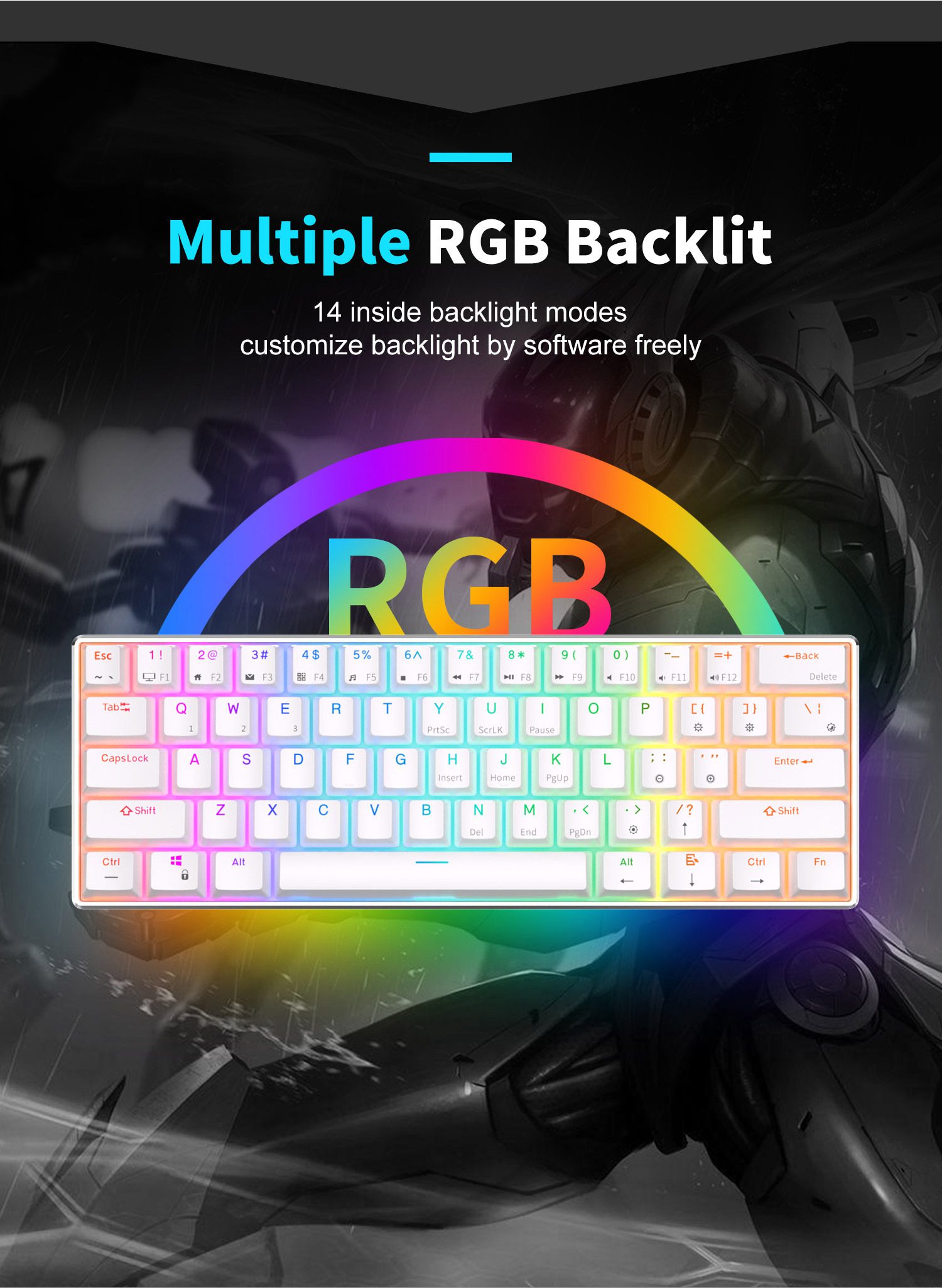 ROYAL KLUDGE RK61 PRO 2.4G Wireless Mechanical Keyboard Aluminium Frame 60% Compact RGB Backlight USB Bluetooth Gamer Keyboard