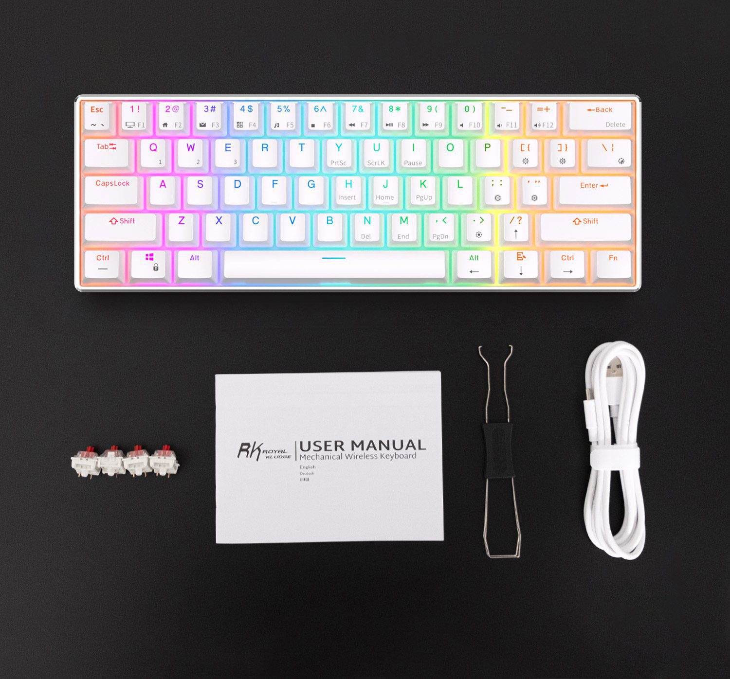 ROYAL KLUDGE RK61 PRO 2.4G Wireless Mechanical Keyboard Aluminium Frame 60% Compact RGB Backlight USB Bluetooth Gamer Keyboard