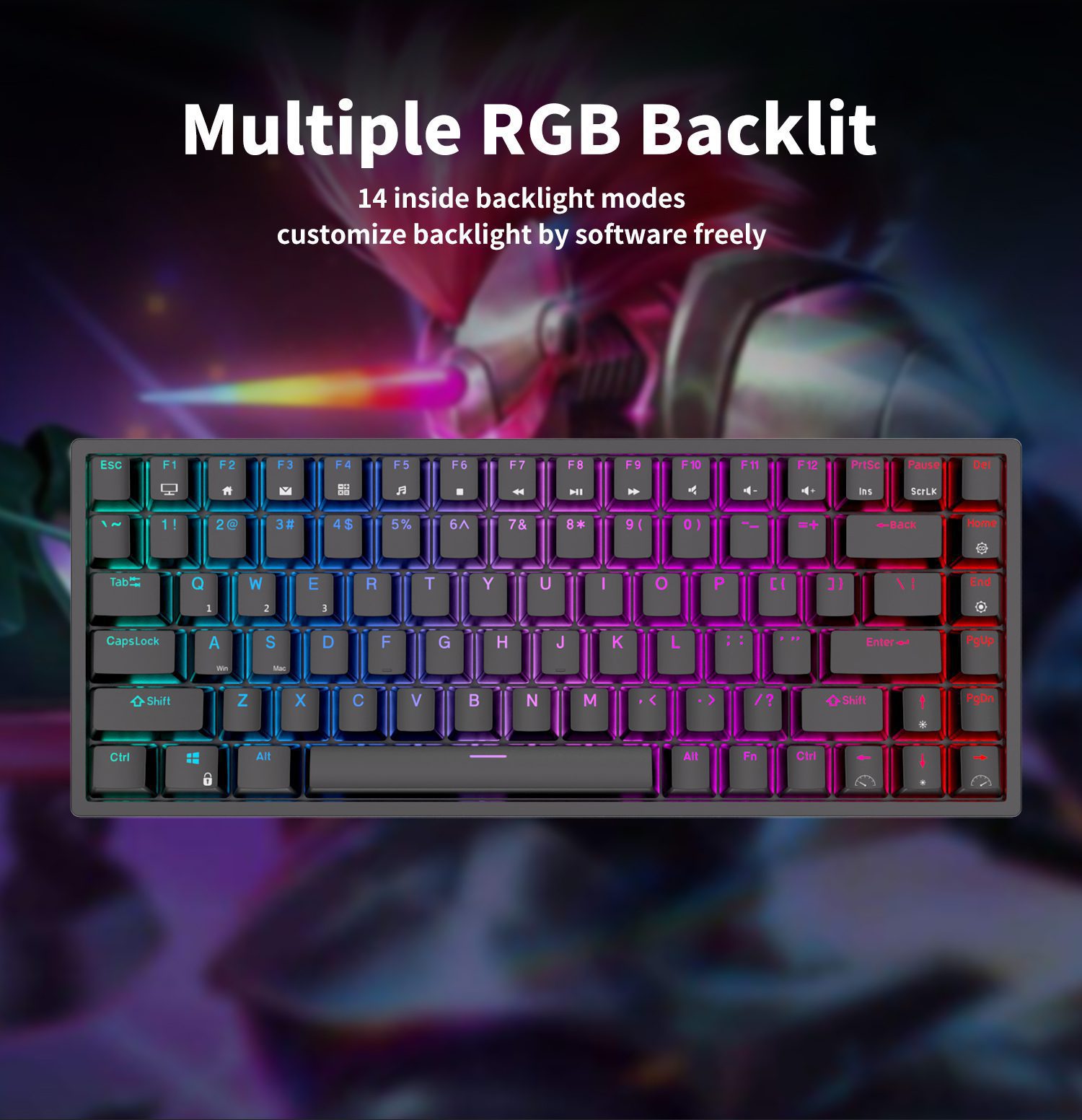 RK84 Royal Kludge Bluetooth Tri-Mode 2.4G Wireless 84 Keys Hot Swappable RGB Gaming Mechanical Keyboard for Win/Mac Office Gamer