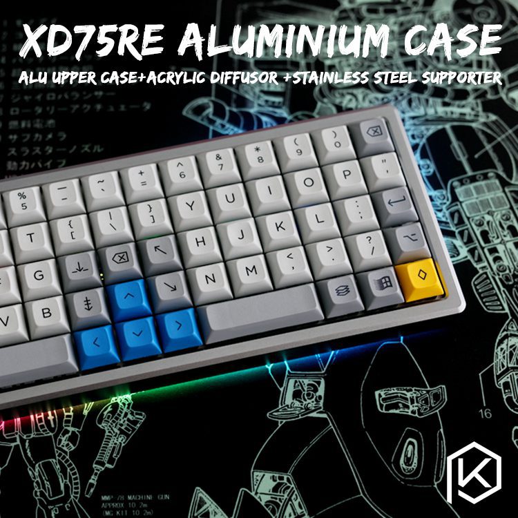 stainless steel bent case for xd75 re 60% custom keyboard enclosed case upper and lower case