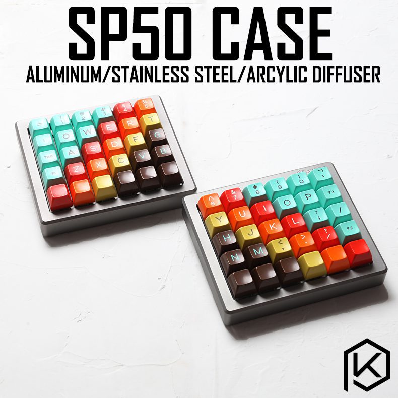 Anodized Aluminium case for sp50 50% custom keyboard acrylic panels stalinite diffuser can support Rotary brace supporter