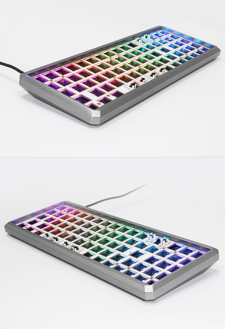 gk73 68% mechanical keyboard rgb switch led hot swapping socket type c pcb case with driver software program macro light effect