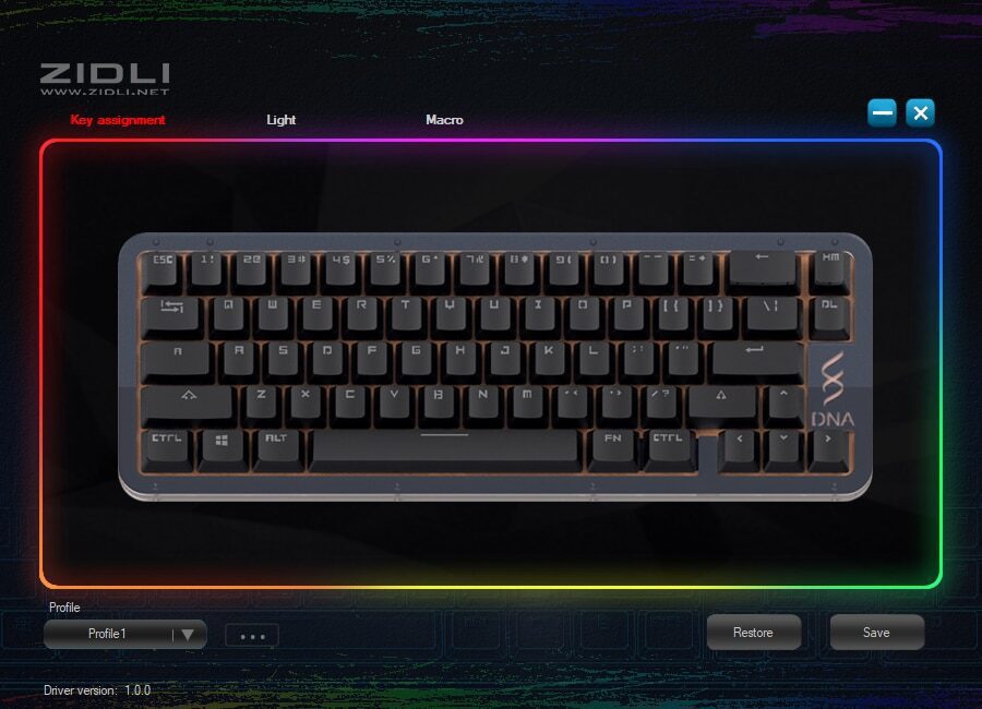 DNA65 65% Custom Mechanical Keyboard Kit PCB CASE hot swappable switch support lighting effects with RGB switch led