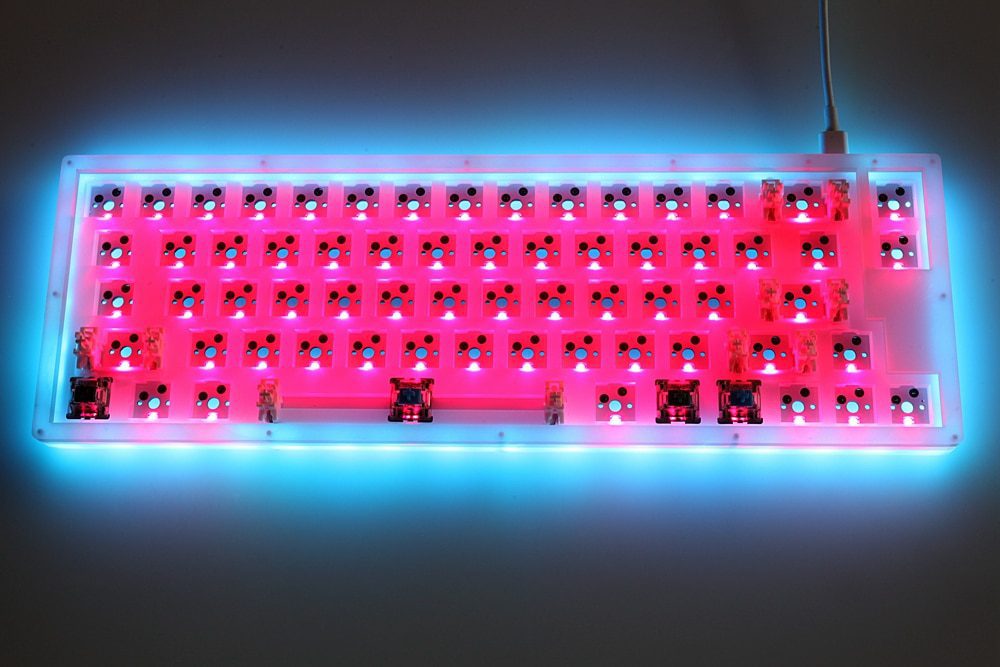 hot swappable YC66 pcb Custom Mechanical Keyboard rgb smd switch leds type c usb port  with acrylic case rgb side light