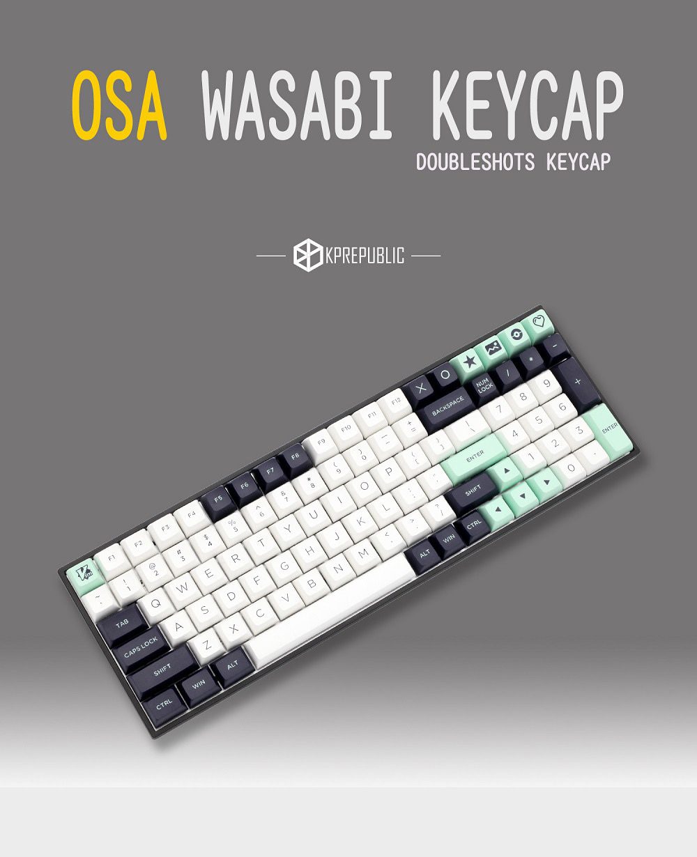 WM OSA Profile Wasabi ABS doubleshot keycap for mx stem keyboard all in One 60 87 104 tkl ansi bm60 bm65 bm68 xd64 xd68 Mustard