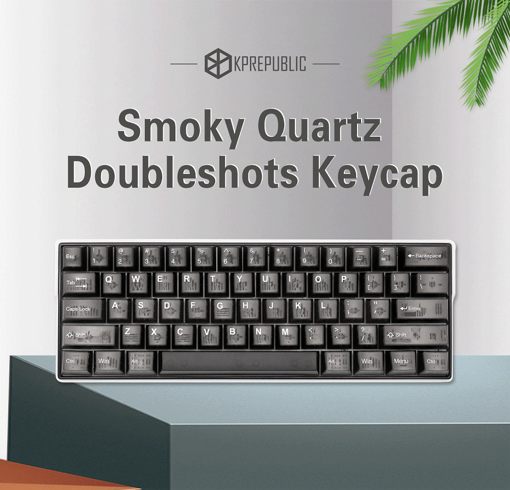 Taihao Smoky Quartz Cubic ABS Doubleshot Keycap Translucent Cubic Type for mechanical keyboard color of Dark Grey Colorway