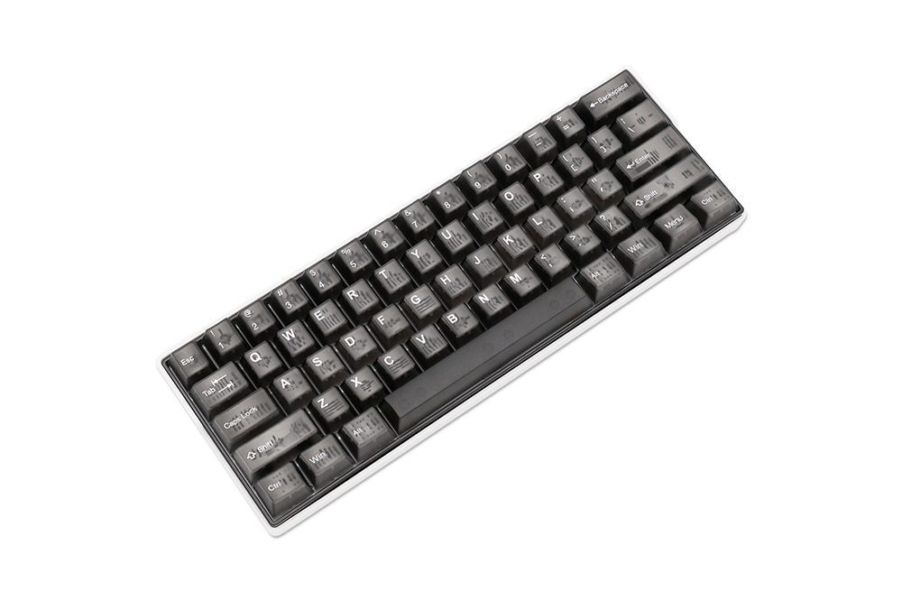 Taihao Smoky Quartz Cubic ABS Doubleshot Keycap Translucent Cubic Type for mechanical keyboard color of Dark Grey Colorway
