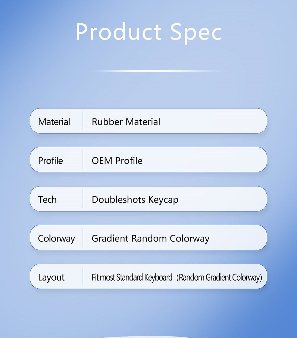 Taihao Gradient Random Rubber Gaming Keycap Set Rubberized Doubleshot Cherry MX OEM Profile Blue Cyan Green