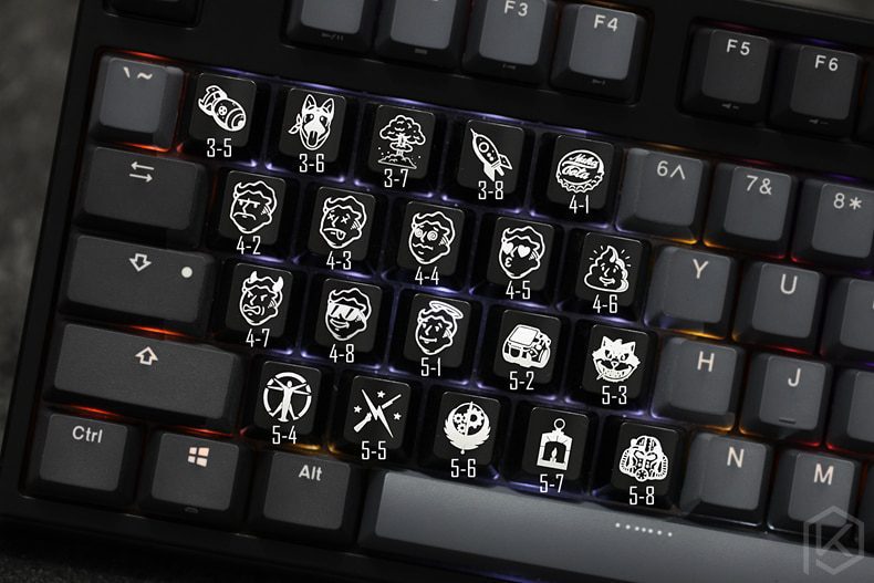 Novelty Shine Through Keycaps ABS Etched, Shine-Through fallout 4 pip boy nuca cola black red for custom mechanical keyboards
