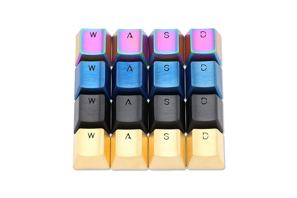 Teamwolf stainless steel MX Metal Keycap for keyboard gaming key WASD R2 R3 light through back lit Black Blue Gold gradient