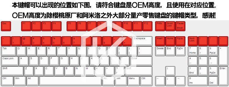 Novelty Shine Through Keycaps ABS Etched, light,Shine-Through warning black red custom mechanical keyboards light oem profile