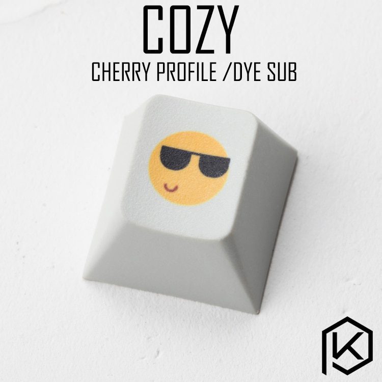 Novelty cherry profile pbt keycap for mechanical keyboards Dye Sub legends cozy smile funny black yellow