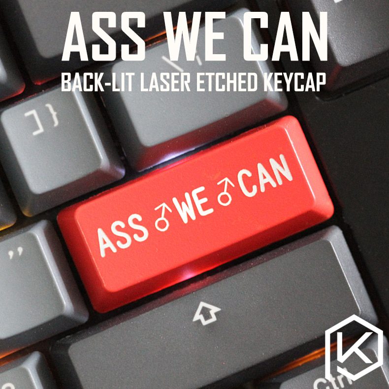 Novelty Shine Through Keycaps ABS Etched, Shine-Through ass we can  Billy Herrington king red for keyboard enter 2.25u