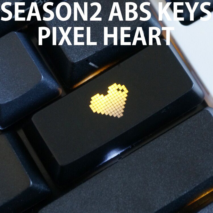 Novelty Shine Through Keycaps ABS Etched, Shine-Through pixel heart black red custom mechanical keyboard enter backspace alt win