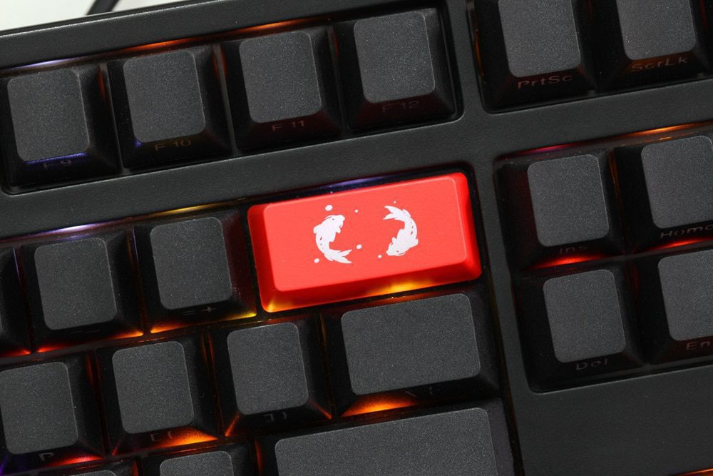 Novelty Shine Through Keycaps ABS Etched Shine-Through koi fish black red custom mechanical keyboard enter backspace