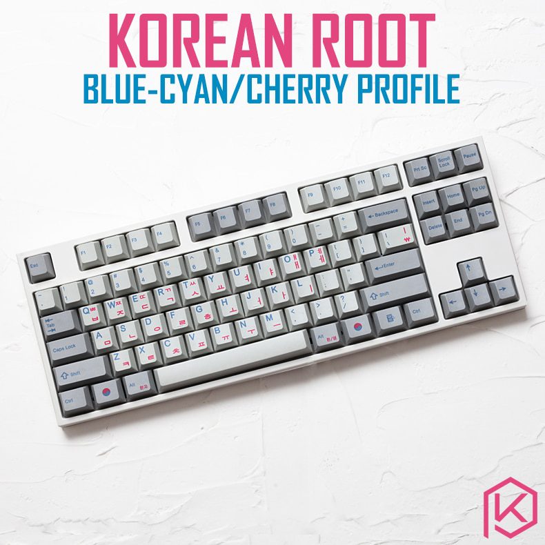kprepublic 139 Korea Korean root font language letter Cherry profile blue cyan Dye Sub Keycap PBT gh60 xd60 xd84 tada68 87 104