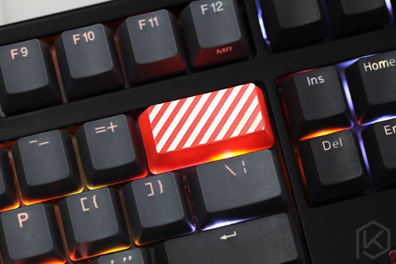 Novelty Shine Through Keycaps ABS Etched, Shine-Through stripe black red for custom mechanical keyboard enter backspace 2.25u 2u