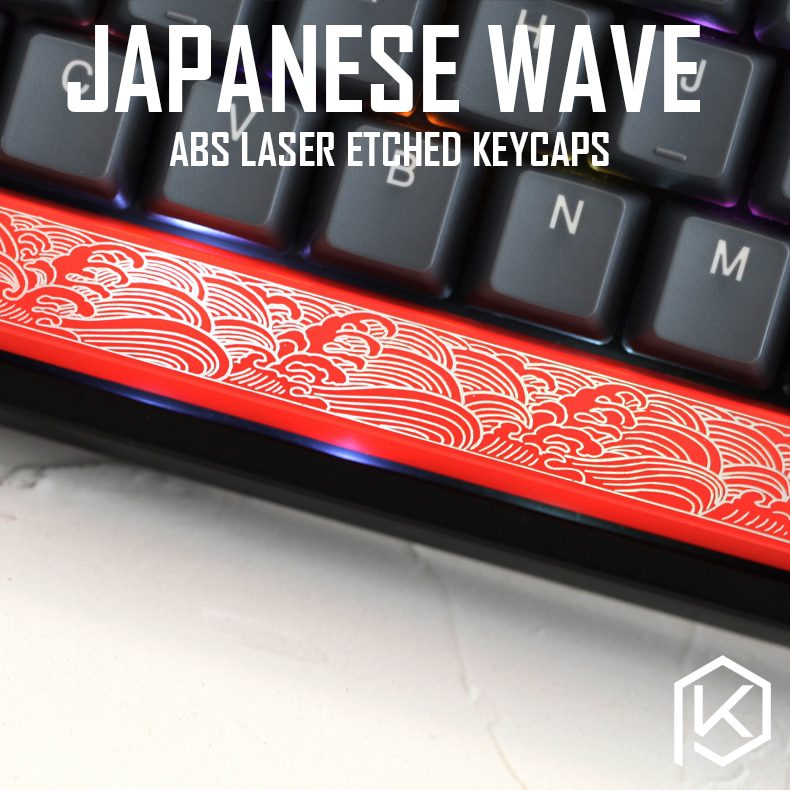 Novelty Shine Through spacebar Keycaps ABS Etched black red custom mechanical keyboards light Janpan style type Japanese Sakura